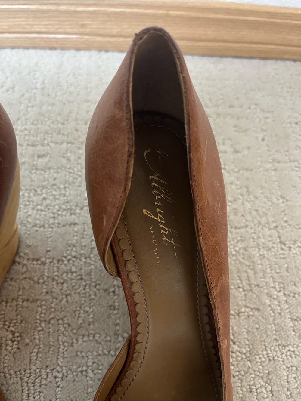 Miss Albright by Anthropologie tan leather wedge shoes women’s size 10B - Picture 3 of 7